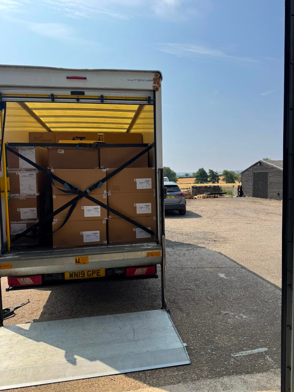 Secured load ready for the long-distance run from Daventry to Essex