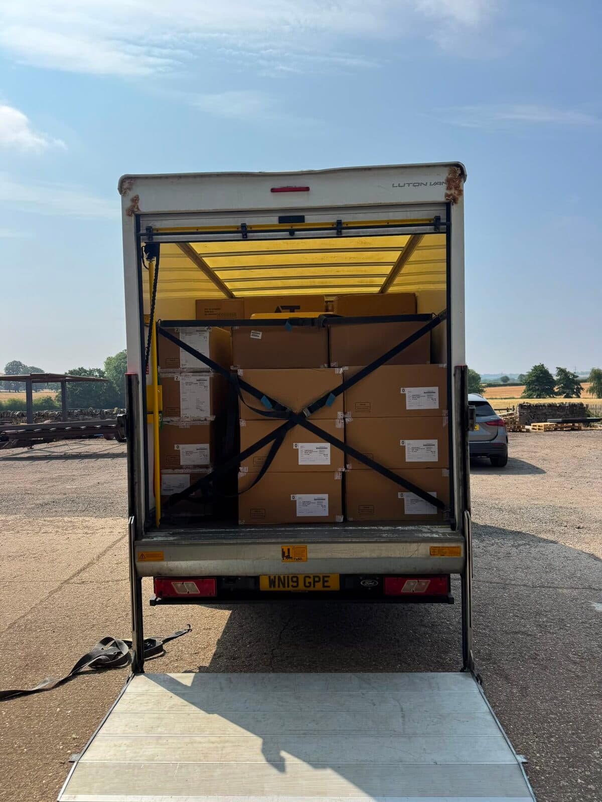 Business stock delivered and unloaded at the Essex site