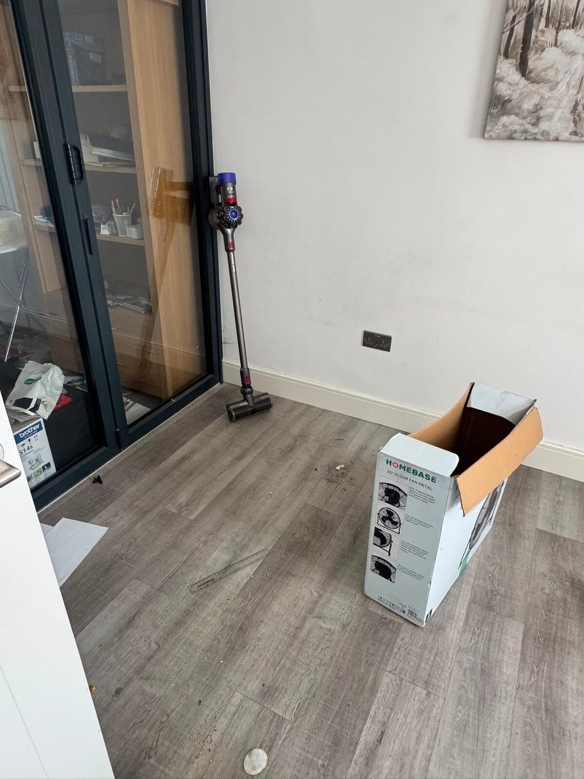 Bedroom cleared to bare floor once the RayMovals crew had loaded the room's contents in Uxbridge