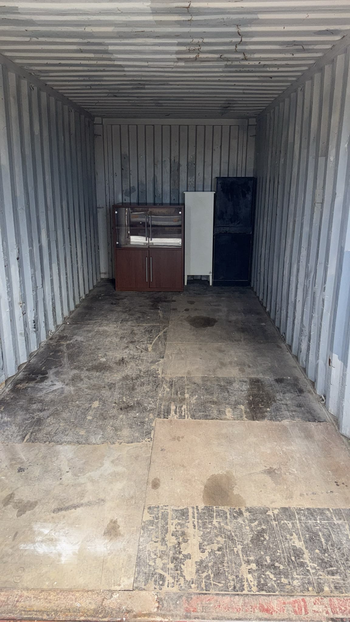 Furniture positioned inside the storage container in Gamlingay during the two-stage move